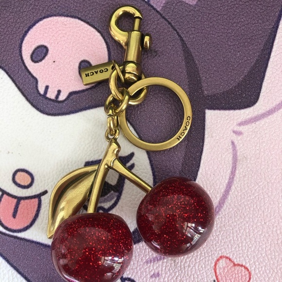 Coach Accessories - Coach Gold-Tone Red Glitter Cherry Key Charm